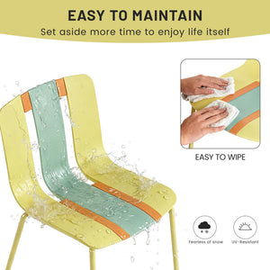 English Elm Holiday Stackable Polypropylene Side Chair Set of Four for Indoor Outdoor Dining Grain Yellow,Haze Green,Tropical Orange W3450P447384
