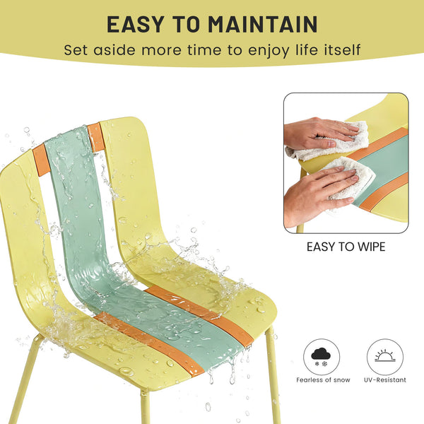 English Elm Holiday Stackable Polypropylene Side Chair Set of Four for Indoor Outdoor Dining Grain Yellow,Haze Green,Tropical Orange W3450P447384