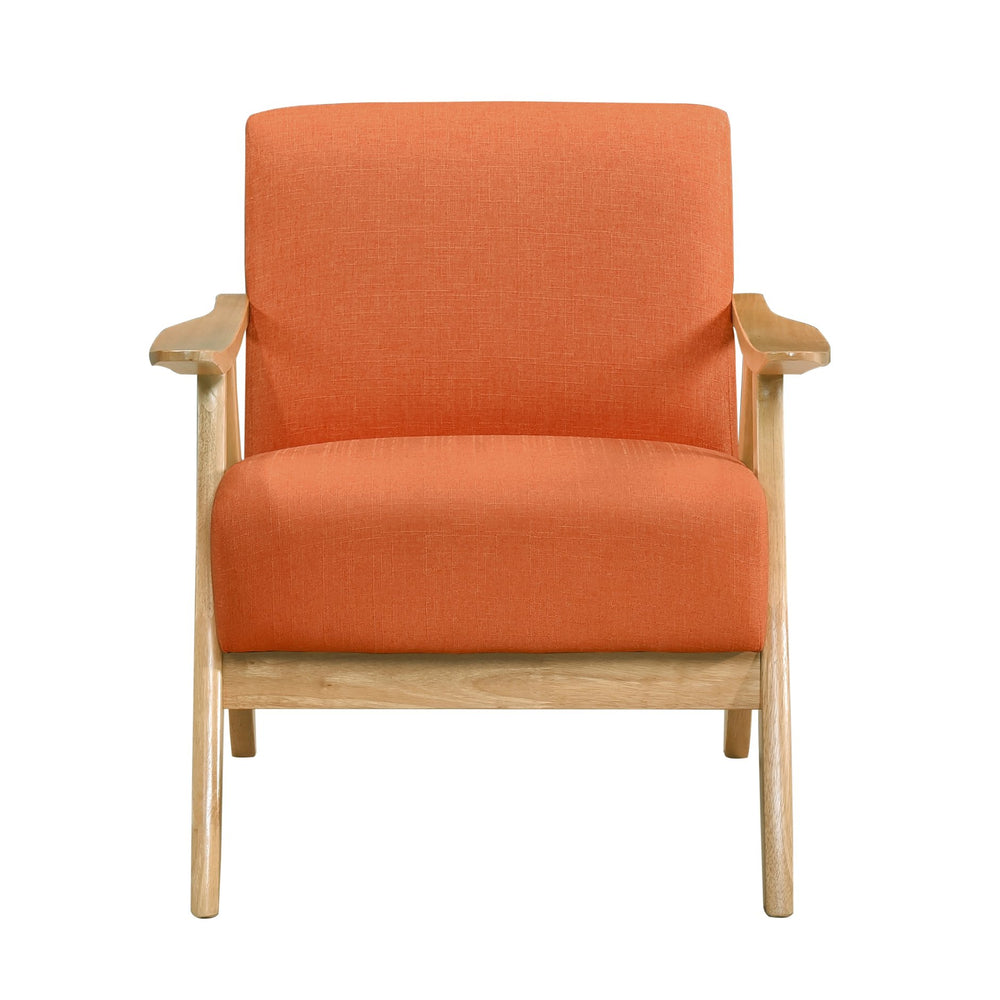 English Elm Modern Velvet Accent Chair with Dark Walnut Angular Frame, Streamlined Mid-Century Comfort Design Natural,Orange 35.5 L x 25.5 W x 20 H B011P271957