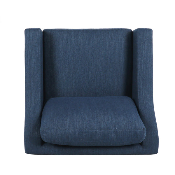 English Elm Christopher Knight Home® - Upholstered Navy Blue Club Chair with Plush Polyester Fabric, Sloped Arms & Birch Legs — Luxe Comfort N758P268286B