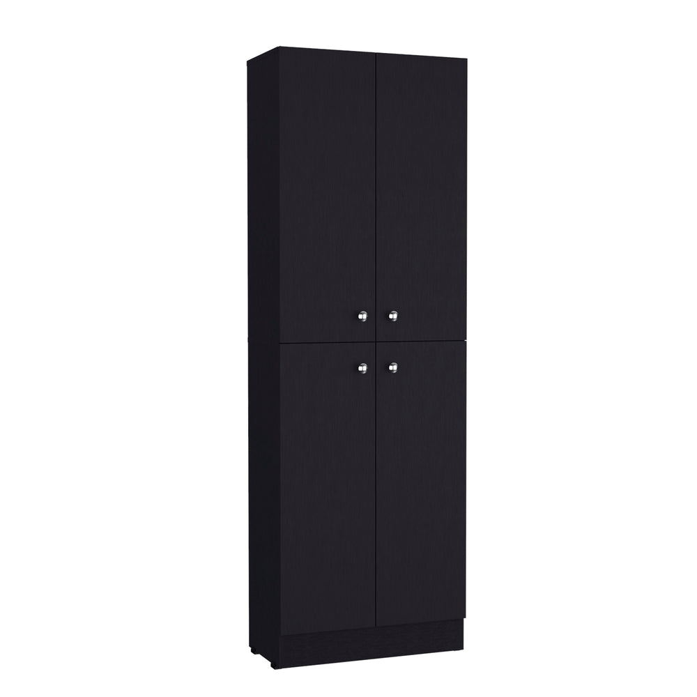 English Elm Kitchen Pantry Tall Cabinet 71" H with 4 Doors and 5 Adjustable Shelves for Organized Storage and Laundry Black 42.91 L x 28.74 W x 5.12 H B097P221376