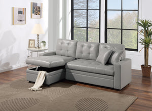 English Elm Light Gray Convertible Sectional Sofa with Pull-Out Bed, Reversible Storage Chaise, Tufted 2PC Set B011S01025