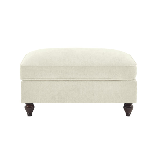 English Elm Ottoman Chenille Upholstered Accent Piece with Spindle Legs and Detachable Ruffle Skirt Beige+White W3041P332572