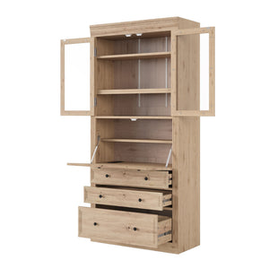 English Elm Topmax Shaker Pantry Cabinet with Drawers Power Outlet and Glass Doors SP000094AAA