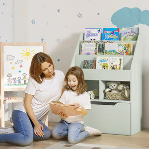 English Elm HOMCOM Kids Bookcase with Drawer & Anti-Tip Design, 3-Tier Shelf Organizer for Toys & Books Green W2225P217325