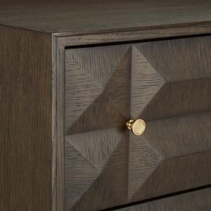 Kendall Dove Gray Chest – Contemporary Oak Design with Polished Brass Accents & Soft-Close Drawers
