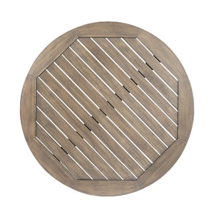 English Elm Stamford Solid Acacia Round Side Table Slatted X-base Design for Patio or Living Room Grey N770P414166G