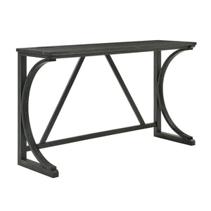 English Elm 59 Inch Bar Table Set with Power Outlet Rubberwood Frame and 3 Linen Stools Black W2972P385253