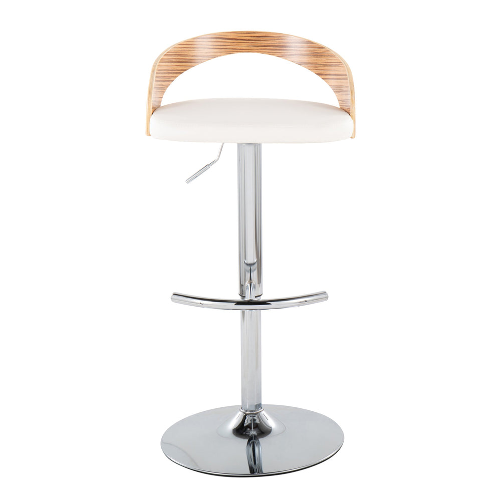 English Elm Adjustable Swivel Barstools Set of 3 Chrome Base Natural Wood Green Fabric Seat Chrome,White B202S02034