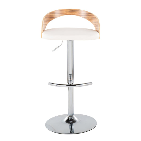 English Elm Adjustable Swivel Barstools Set of 3 Chrome Base Natural Wood Green Fabric Seat Chrome,White B202S02034