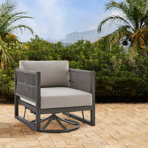 English Elm Mareike Outdoor Swivel Glider Chair Rust Proof Aluminum Frame Patio Lounge Seating Brown B2736P464907
