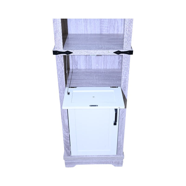 English Elm Narrow Farmhouse Bathroom Storage Cabinet with Adjustable Shelves, Drawer & Tall Linen Tower Design Grey+White W1412P271797