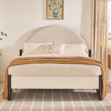 English Elm Walker Edison - Modern Upholstered Curved Headboard Queen Bedframe – Oatmeal