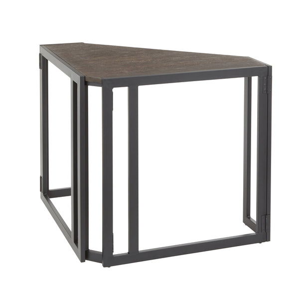 English Elm Roman L-shaped Corner Desk with Espresso Bamboo Top and Black Powder-coated Steel Frame B202P223961