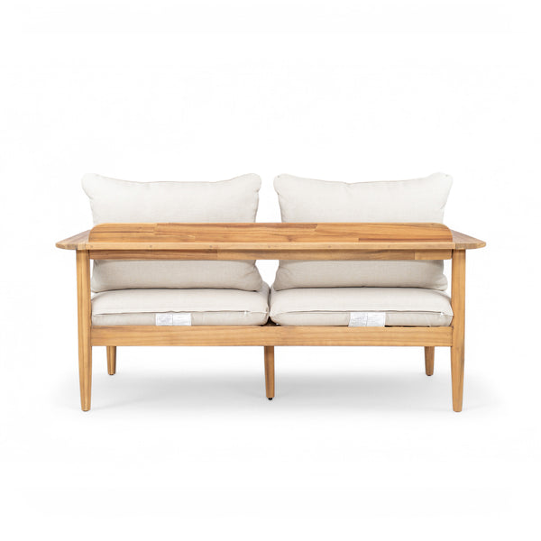 English Elm Terassi Solid Acacia Wood Outdoor Chat Set with Cushioned Club Chairs and Sofa TERASSI 3PCS CHAT SET