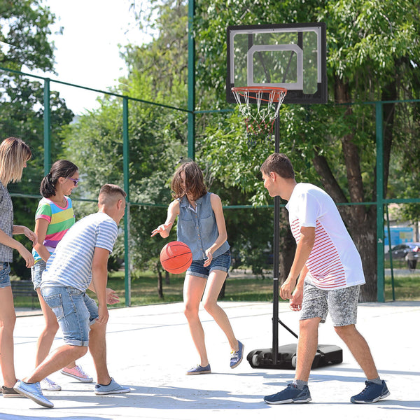 English Elm Soozier Portable Basketball Goal Steel Frame Adjustable Height Backboard with Wheels W2225P217772