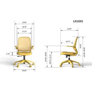 English Elm Ergonomic Mesh Back Task Chair with Flip Armrests High Density Foam Seat 500lb Capacity Yellow W5280P464450