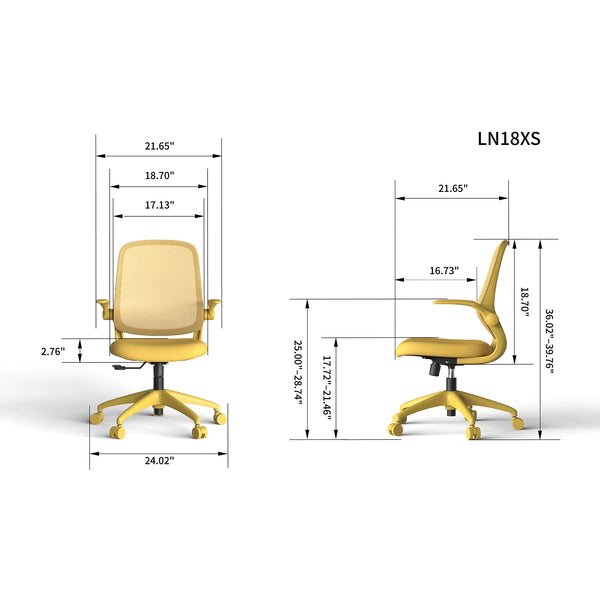 English Elm Ergonomic Mesh Back Task Chair with Flip Armrests High Density Foam Seat 500lb Capacity Yellow W5280P464450