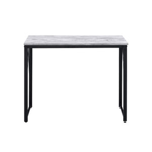 English Elm Rectangular Writing Desk - Rustic Industrial Style With Antique White Top & Black Metal Base Design B016P311294-GIGA