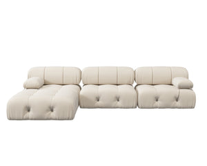 English Elm Urban Velvet Modular Sofa 104" L-Shaped 4-Seater White Velvet Sectional with Foam-Spring Comfort and Easy-Clean Finish B341S00008