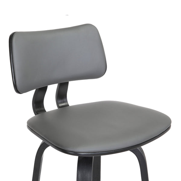 English Elm Pico Swivel Bar Stool Gray Faux Leather Seat with Tapered Wood Base for Kitchen Island B2736P464836