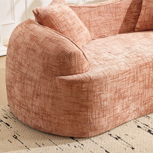 English Elm Pink Curved Two-Person Chenille Sofa with Armrests & 2 Pillows — Compact, Spring-Foam Support W3612P350755
