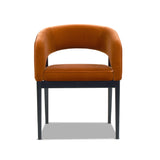 English Elm Mirah Modern Open Barrel Dining Chair, Burnt Orange Performance Velvet