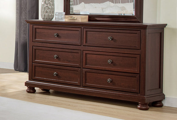 English Elm Contemporary Six Drawer Cherry Wood Dresser with Veneer Fronts for Master Bedroom B2741P457651