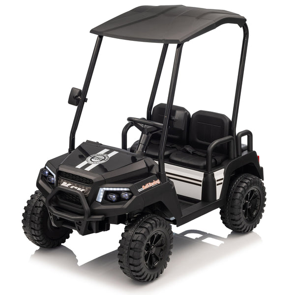 English Elm 24v Kids Electric Ride on Truck Four Seat All Wheel Drive Spring Suspension Sunshade Black W1578P381262
