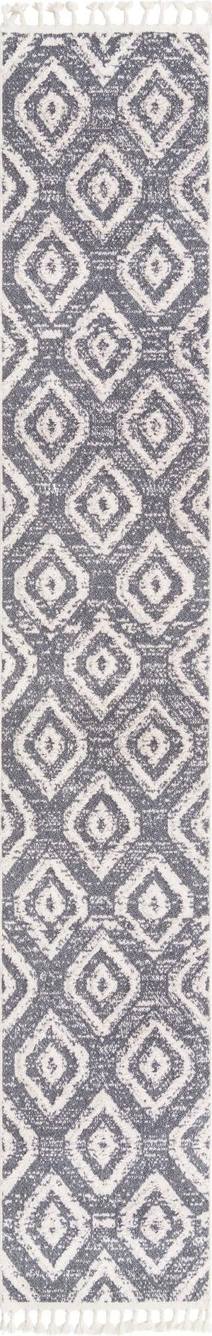 Unique Loom Cherokee Gatlinburg Machine Made Geometric Rug Blue Gray, Ivory 2' 0" x 12' 2"