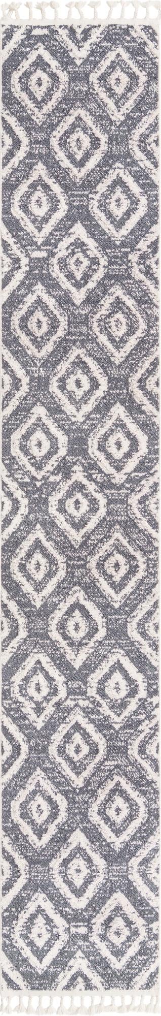 Unique Loom Cherokee Gatlinburg Machine Made Geometric Rug Blue Gray, Ivory 2' 0" x 12' 2"