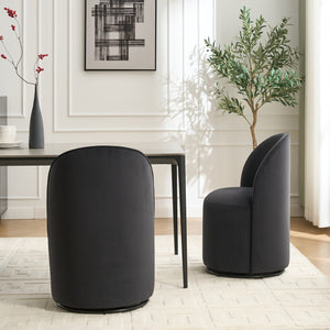 English Elm Set Velvet Swivel Barrel Accent Chair Mid Century Ergonomic Seat for Dining Vanity Dark Grey W3244P308286