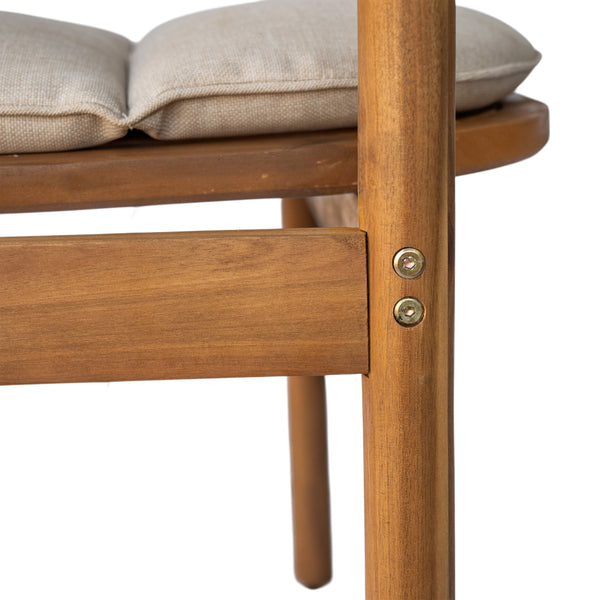 English Elm Christopher Knight Home® - Meja Teak+ Beige Dining Chair Set of 2 with Eucalyptus Legs, Vertical Slat Back & Beige Cushions N775P282728T