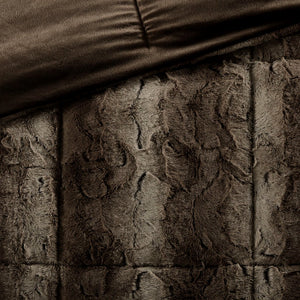 English Elm Full/Queen Luxurious Zuri Faux Fur Comforter Set with Hypoallergenic Fill, Reversible Faux Mink Elegance Dark Brown 23.62 L x 13.39 W x 13.39 H B03596923