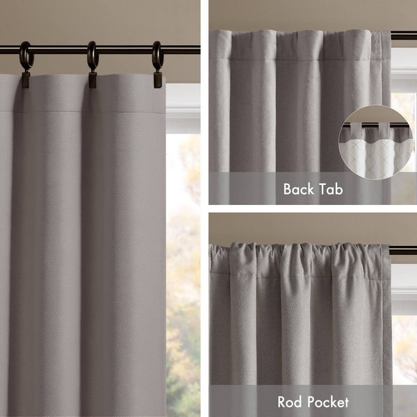 English Elm 2-pk 52x95 Total Blackout Curtain Panels Noise Reducing Embossed Bedroom Set Grey B035P496619