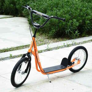 English Elm Aosom Youth Kick Scooter Steel Frame Inflatable Wheels Dual Brakes Adjustable Bar Orange W2225P217073