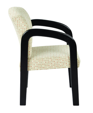 OSP Home Furnishings Espresso Wood Frame Visitor Chair with Lumbar Support and Luna Fabric for Office Spaces WD388-K100