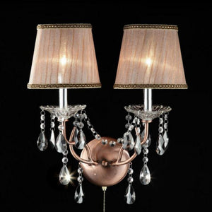 English Elm 17" Elegant Rosie Wall Sconce in Silvery Pink with Crystal Accents, Steel Body, Dual Candle Bulb Holders B072116029