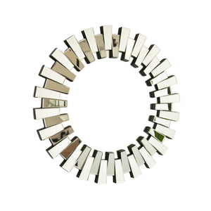 English Elm 32'' Kaltis Mirror Silver 32'' Wall-Mounted Decorative Irregular Circle PU Mirror Luxury Accent Wall Art W2615P346491