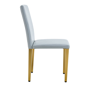 English Elm Two Linen-Cotton Dining Chairs with Sturdy Metal Legs, Breathable Upholstery and Anti-Slip Feet for Comfort and Stability Gold,Light Gray W1151P269060