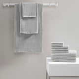 510 Design Big Bundle Casual 100% Cotton Quick Dry 12 Piece Bath Towel Set 5DS73-0261 Silver