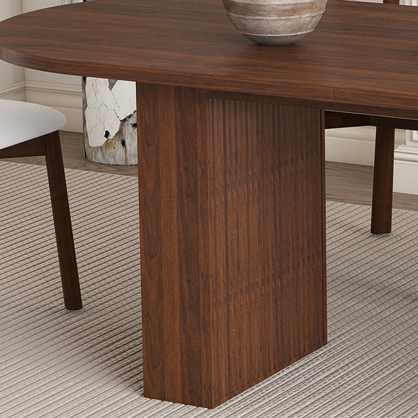 English Elm 62.9" Oval Walnut Veneer Dining Table Seats Six Modern Farmhouse Waterproof Surface W2700S00125