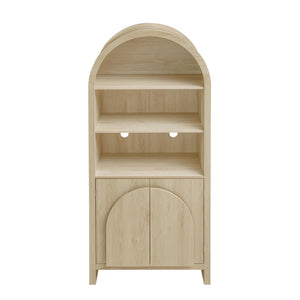 English Elm Arched Modern Farmhouse Storage Cabinet With Adjustable Shelves For Kitchen, Living Room & More W688P278910