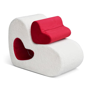 English Elm Toddler Cream Foam Chair with Removable Cover & Heart Pillow, Lightweight Foldable Kids Seat W1889P337605