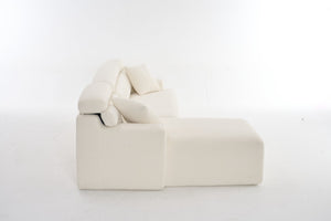 English Elm LY-022 Antique White Convertible Chaise Sectional Sofa — Chesterfield-Inspired L-Shape, No-Assembly, 30D High-Density Comfort W2231S00024