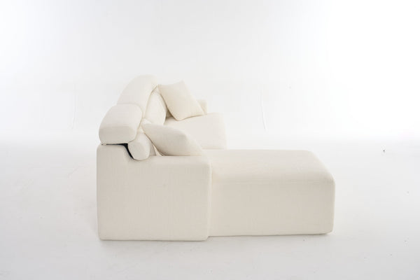 English Elm LY-022 Antique White Convertible Chaise Sectional Sofa — Chesterfield-Inspired L-Shape, No-Assembly, 30D High-Density Comfort W2231S00024