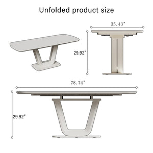 English Elm 62.99-78.74" Expandable Grey-White Dining Table With U-Shaped Legs - Modern Industrial Style For Home & Office P2 W2189S00751-GIGA