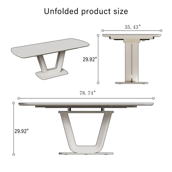 English Elm 62.99-78.74" Expandable Grey-White Dining Table With U-Shaped Legs - Modern Industrial Style For Home & Office P2 W2189S00751-GIGA