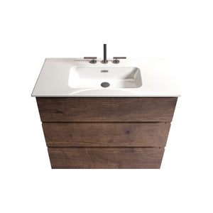 English Elm Tia 36" Walnut Bathroom Vanity With Large Storage, Soft-Close Drawers, And Stylish White Sink Basin W1865S00074-GIGA