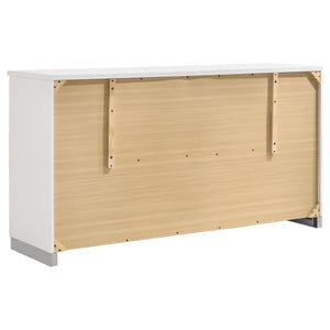English Elm Dulcey High-Gloss Six-Drawer Dresser with Sleek Metal Accents and Spacious Storage for Bedrooms Gloss White B062P378384